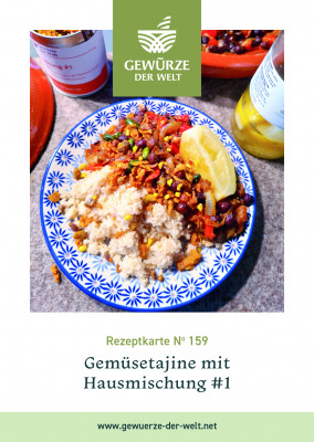 Rezeptkarte N°159 Gemüsetajine mit Hausmischung #1 Rezeptkarte N°159 Gemüsetajine mit Hausmischung #1