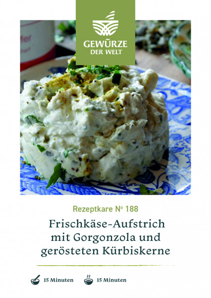 Rezeptkarte N°188 Frischkäse - Aufstrich mit Gorgonzola und gerösteten Nüssen