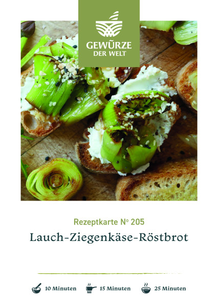 Rezeptkarte N°205 Lauch-Ziegenkäse-Röstbrot