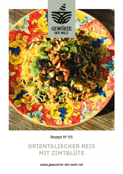 Rezeptkarte N°85 Orientalischer Reis Zimtblüte