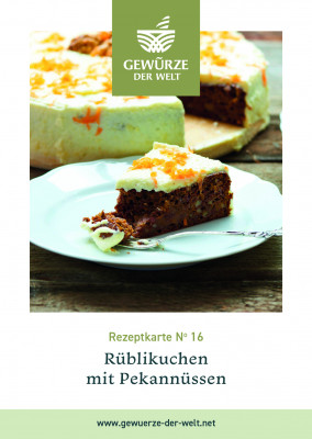 Rezeptkarte N°16 Rüblikuchen mit Pecannüssen Rezeptkarte N°16 Rüblikuchen mit Pecannüssen