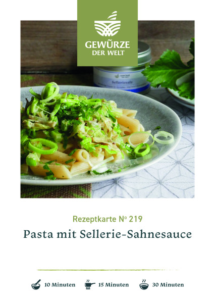 Rezeptkarte N°219 Pasta mit Sellerie-Sahnesauce