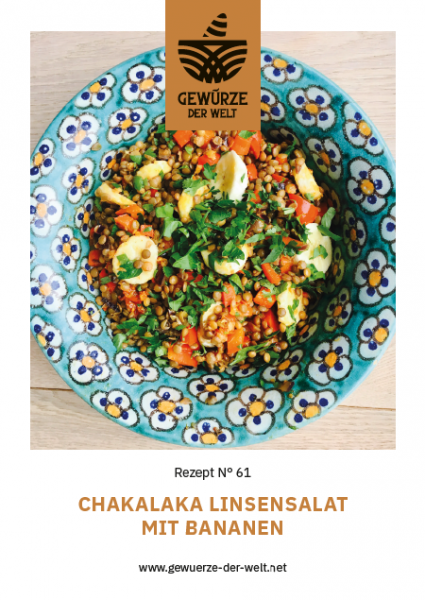 Rezeptkarte N°61 Chakalaka Linsen-Salat mit Bananen