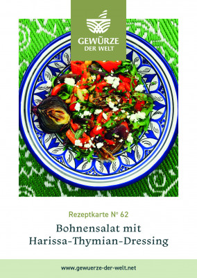 Rezeptkarte N°62 Bohnensalat mit  Harissa-Thymian-Dressing Rezeptkarte N°62 Bohnensalat mit  Harissa-Thymian-Dressing