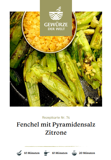 Rezeptkarte N°74 Fenchel mit Pyramidensalz Zitrone