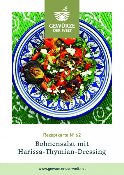 Rezeptkarte N°62 Bohnensalat mit Harissa-Thymian-Dressing