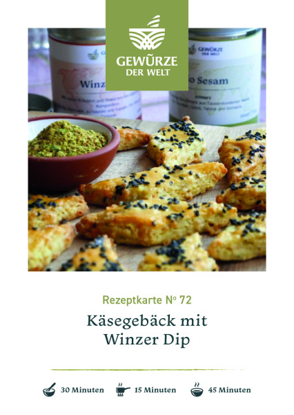 Rezeptkarte N°72 Käsegebäck mit Winzer Dip