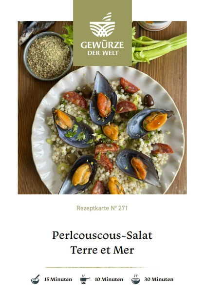 Rezeptkarte N°271 Perlcouscous-Salat Terre et Mer