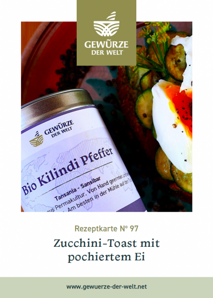 Rezeptkarte N°97 Zucchini-Toast mit pochiertem Ei