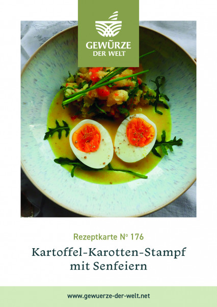 Rezeptkarte N°176 Kartoffel-Karotten-Stampf mit Senfeiern