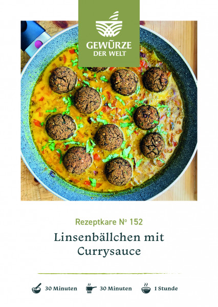 Rezeptkarte N°152 Linsenbällchen mit Currysauce