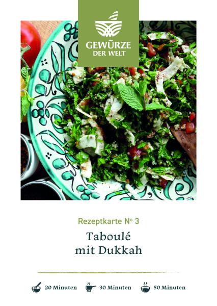 Rezeptkarte N°3 Taboulé mit Dukkah