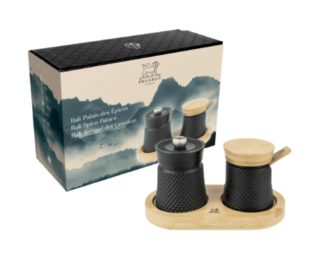 BALI Set Pfeffermühle Gusseisen schwarz & Salzgefäß