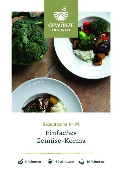 Rezeptkarte N°99 Einfaches Gemüse-Korma