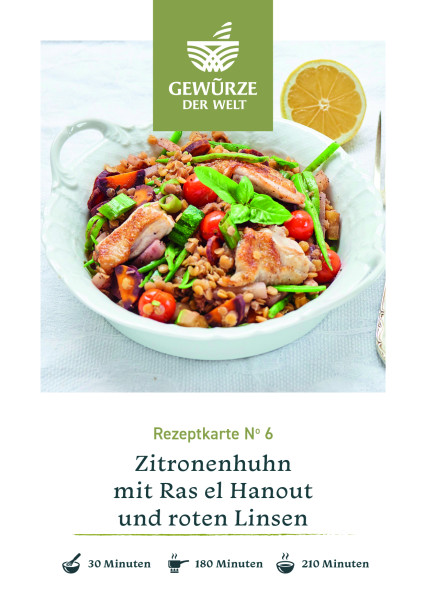 Rezeptkarte N°6 Zitronenhuhn Ras el Hanout