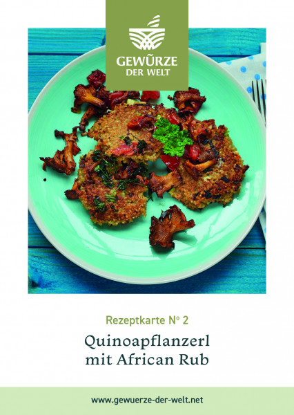 Rezeptkarte N°2 Quinoapflanzerl African Rub