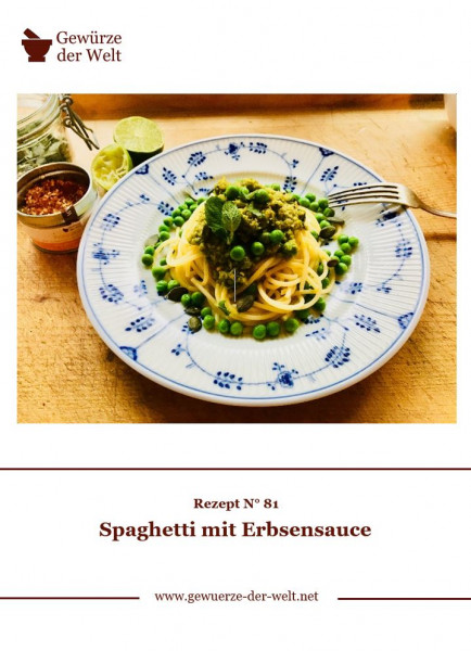 Rezeptkarte N°81 Spaghetti mit Erbsensauce