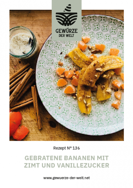 Rezeptkarte N°136 Gebratene Bananen mit Zimt und Vanillezucker
