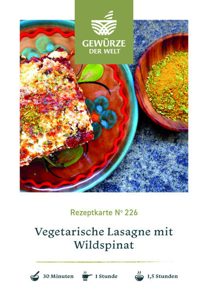 Rezeptkarte N°226 Vegetarische Lasagne mit Wildspinat