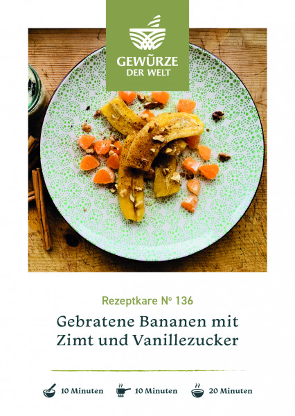 Rezeptkarte N°136 Gebratene Bananen mit Zimt und Vanillezucker