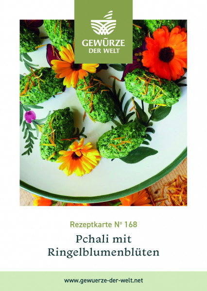 Rezeptkarte N°168 Pchali mit Ringelblumenblüten