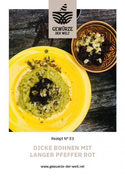 Rezeptkarte N°83 Dicke Bohnen Langer Pfeffer rot