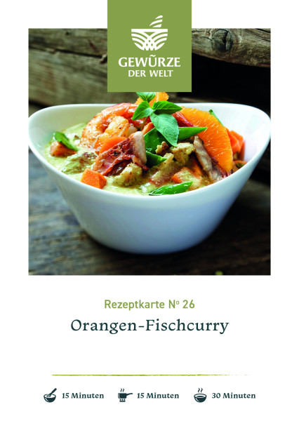 Rezeptkarte N°26 Orangen-Fischcurry