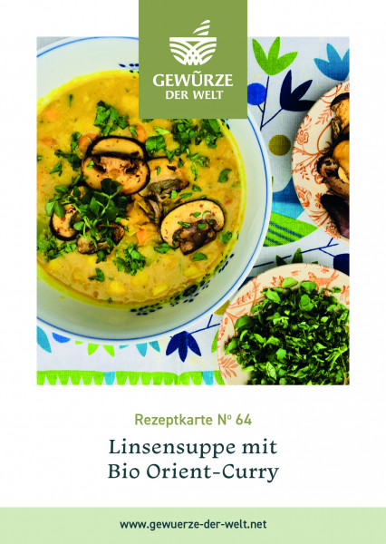 Rezeptkarte N°64 Linsen mit Bio Orient-Curry