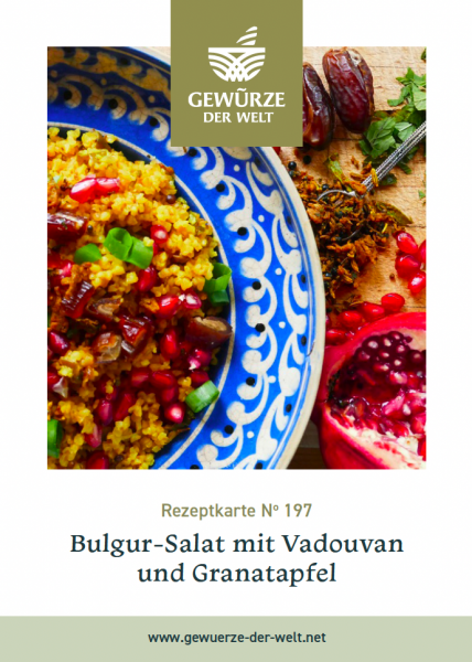 Rezeptkarte N°197 Bulgur-Salat mit Vadouvan und Granatapfel