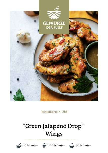 Rezeptkarte N°285 Gegrillte Green Jalapeño Drop Wings