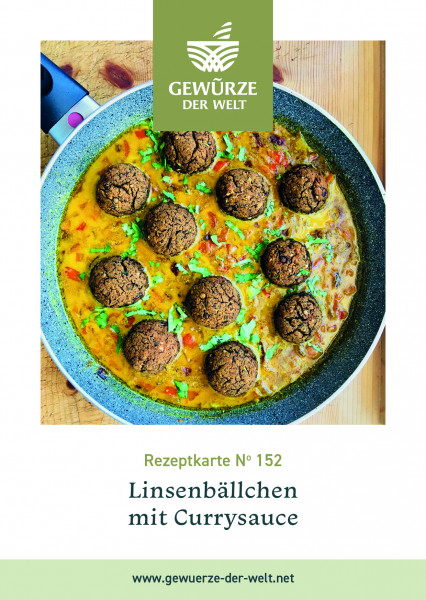 Rezeptkarte N°152 Linsenbällchen mit Currysauce
