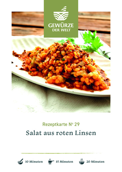 Rezeptkarte N°29 Linsensalat aus roten Linsen