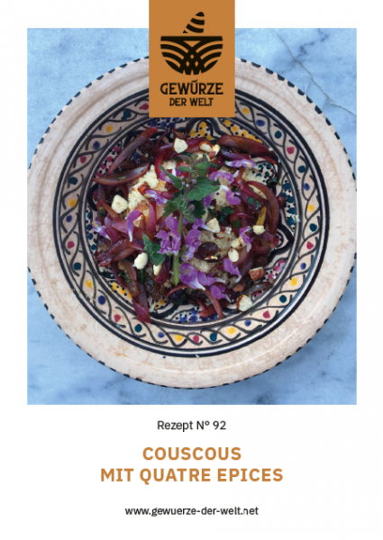 Rezeptkarte N°92 Quatre Epices Couscous Nüsse
