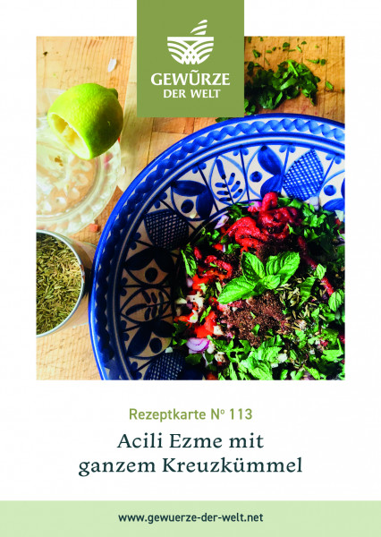 Rezeptkarte N°113 Acili Ezme mit ganzem Kreuzkümmel