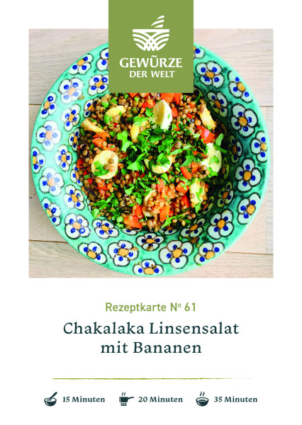 Rezeptkarte N°61 Chakalaka Linsen-Salat mit Bananen