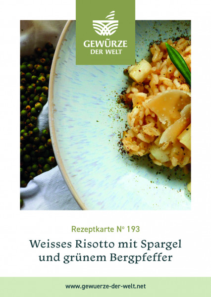 Rezeptkarte N°193 Weisses Risotto mit Spargel und grünem Bergpfeffer