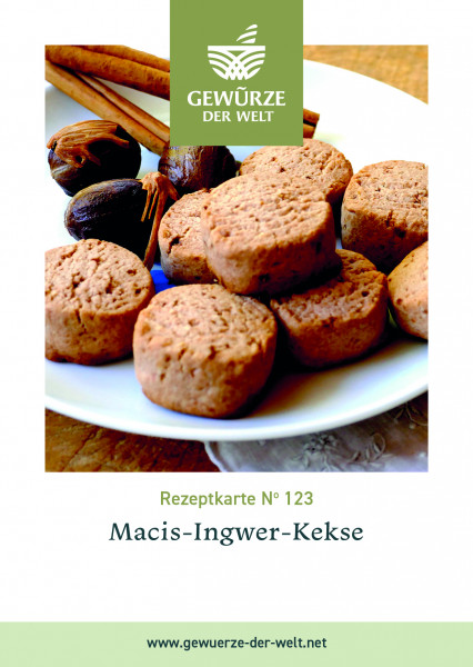 Rezeptkarte N°123 Macis-Ingwer-Kekse