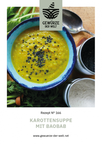Rezeptkarte N°166 Karottensuppe mit Baobab