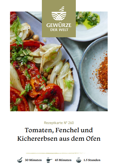 Rezeptkarte N°260 Tomaten, Fenchel und Kichererbsen aus dem Ofen