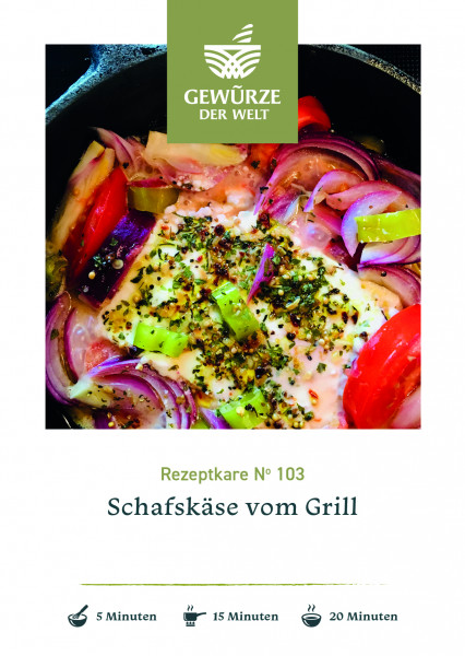 Rezeptkarte N°103 Schafskäse vom Grill