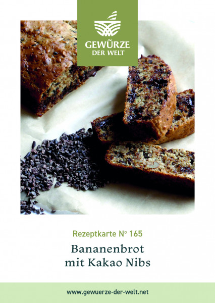 Rezeptkarte N°165 Bananenbrot mit Kakao Nibs