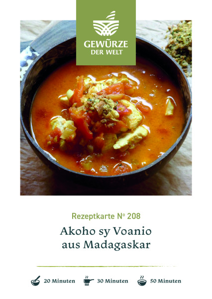 Rezeptkarte N°208 Akoho sy Voanio aus Madagaskar