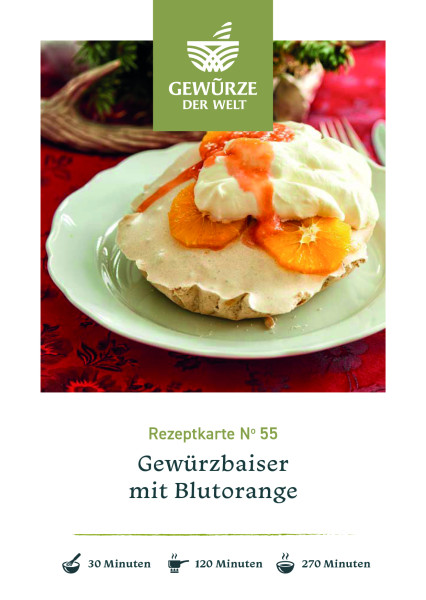 Rezeptkarte N°55 Gewürzbaiser mit Blutorange