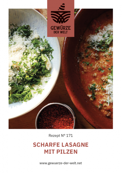 Rezeptkarte N°171 Scharfe Lasagne mit Pilzen