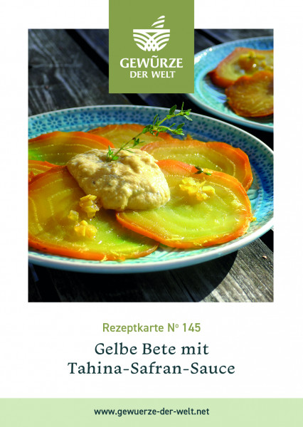 Rezeptkarte N°145 Gelbe Beete mit Tahina-Safran-Sauce