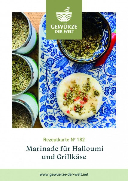 Rezeptkarte N°182 Marinade für Halloumi und Grillkäse
