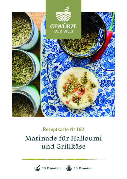 Rezeptkarte N°182 Marinade für Halloumi und Grillkäse