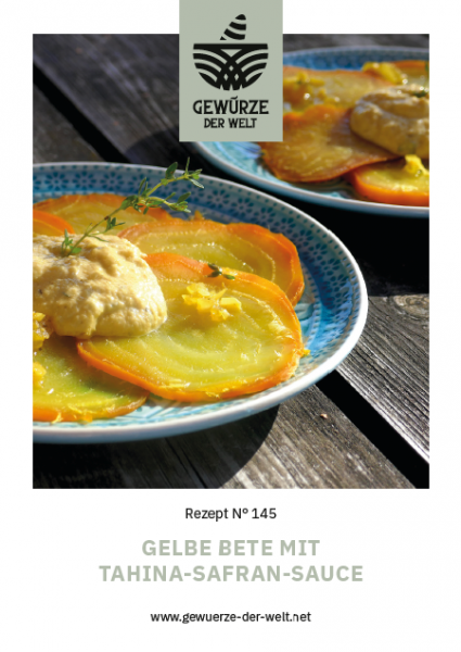 Rezeptkarte N°145 Gelbe Beete mit Tahina-Safran-Sauce