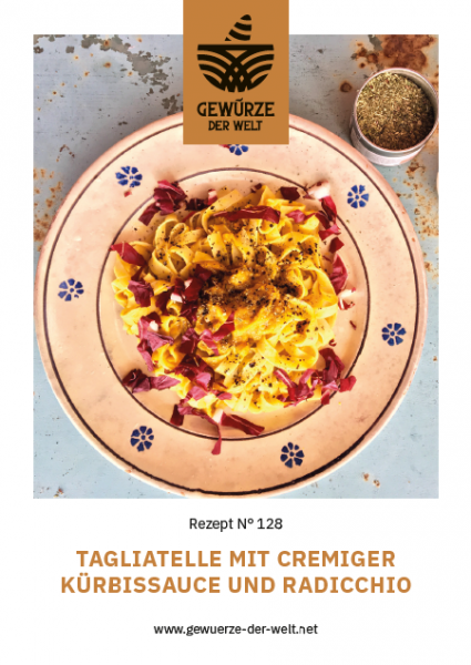 Rezeptkarte N°128 Tagliatelle mit cremiger Kürbissauce