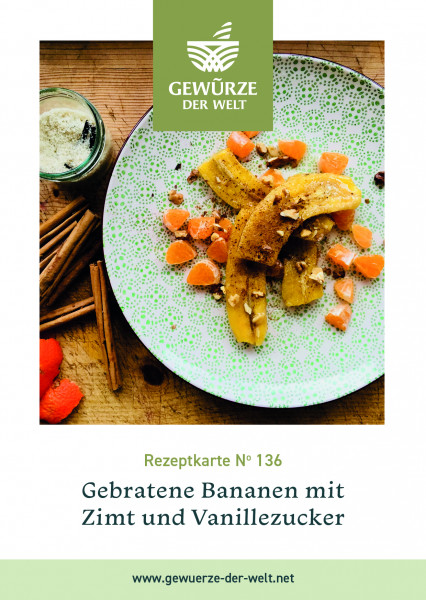 Rezeptkarte N°136 Gebratene Bananen mit Zimt und Vanillezucker